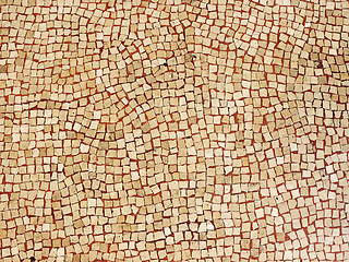 Image showing Mosaic flooring of multicolored small stones