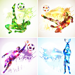 Image showing Silhouettes soccer football players