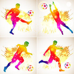 Image showing Set silhouette Soccer Players