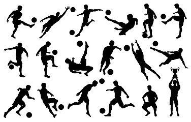 Image showing Silhouettes Soccer Players in Various poses