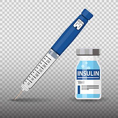 Image showing Diabetes Insulin Pen Syringe and Vial