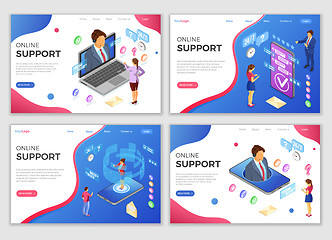 Image showing Isometric Online Customer Support Templates