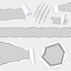 Image showing Realistic Seamless Torn Paper and Scratch Claws