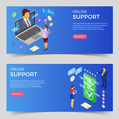 Image showing Isometric Online Customer Support Banners