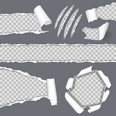 Image showing Realistic Seamless Torn Paper and Scratch Claws