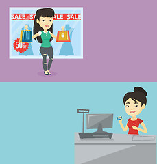 Image showing Two shopping banners with space for text.