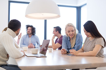 Image showing Startup Business Team At A Meeting at modern office building