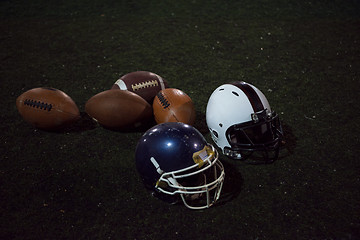 Image showing american football and helmets