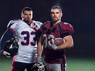 Image showing portrait of confident American football players