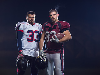 Image showing portrait of confident American football players