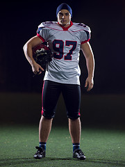 Image showing portrait of young confident American football player