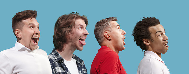 Image showing The squint eyed men with weird expression