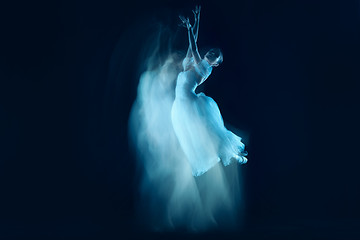 Image showing photo as art - a sensual and emotional dance of beautiful ballerina through the veil