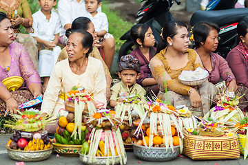 Image showing Bali, Indonesia - Feb 2, 2012 - Hari Raya Galungan and Umanis Galungan holiday fesival parade - the days to celebrate the victory of Goodness over evil, on February 2nd 2012 on Bali, Indonesia