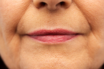 Image showing close up of senior woman lips