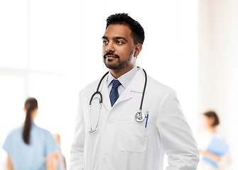 Image showing indian male doctor with stethoscope