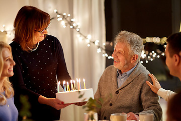 Image showing happy family having birthday party at home