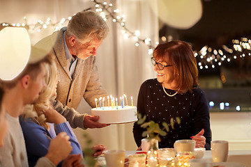 Image showing happy family having birthday party at home