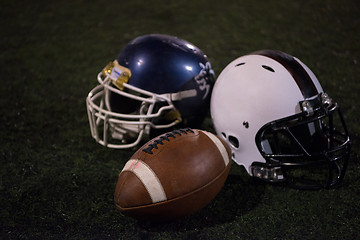 Image showing american football and helmets