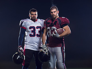 Image showing portrait of confident American football players