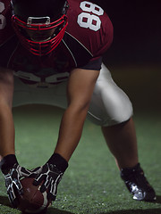 Image showing American football player starting football game