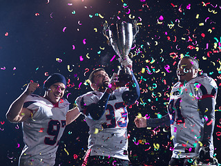 Image showing american football team celebrating victory