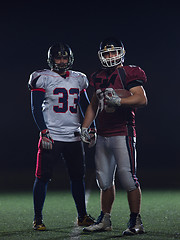 Image showing portrait of confident American football players