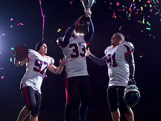 Image showing american football team celebrating victory