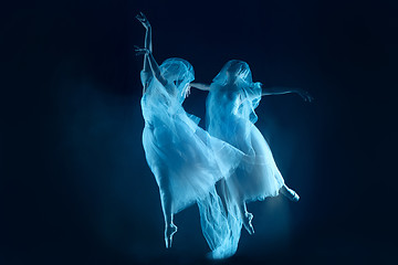 Image showing photo as art - a sensual and emotional dance of beautiful ballerina through the veil