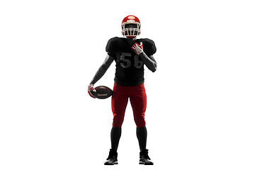 Image showing one american football player man studio isolated on white background