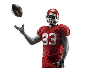 Image showing one american football player man studio isolated on white background