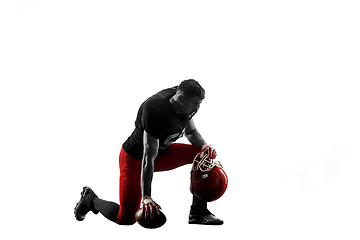 Image showing one american football player man studio isolated on white background