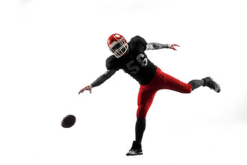 Image showing one american football player man studio isolated on white background