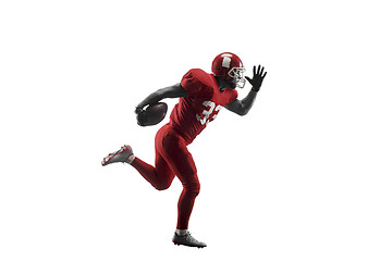 Image showing one american football player man studio isolated on white background