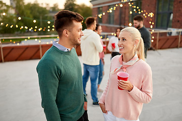 Image showing friends with non alcoholic drinks at rooftop party