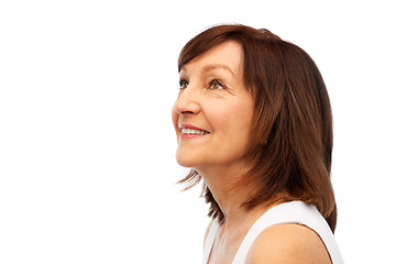 Image showing portrait of smiling senior woman over white