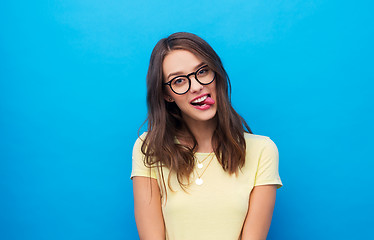 Image showing young woman or teenage girl in glasses