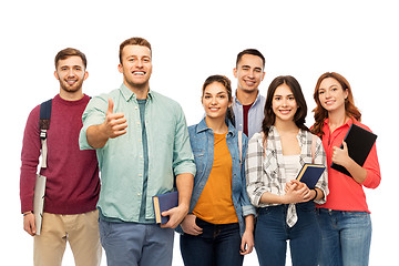 Image showing group of smiling students showing thumbs up