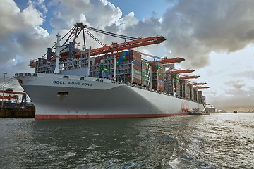 Image showing Huge Container Ship in Rotterdam