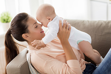 Image showing happy mother with little baby boy at home