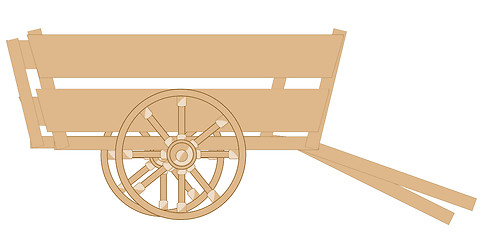 Image showing Wooden cart on white background is insulated