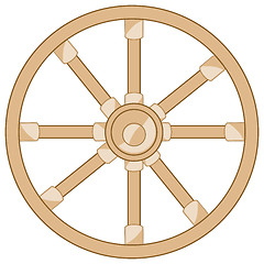 Image showing Old wooden wheel on white background is insulated