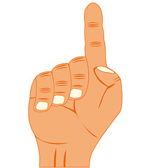 Image showing Gesture finger upwards on white background is insulated