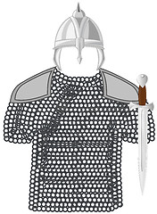 Image showing Panoply of the medieval warrior on white background is insulated