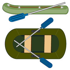 Image showing Vector illustration of the pneumatic boat with oar