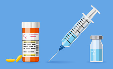 Image showing Plastic Medical Syringe and Vaccine Vial Icon
