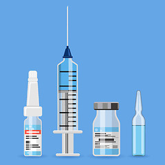 Image showing Plastic Medical Syringe and Vaccine Vial Icon