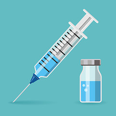 Image showing plastic medical syringe and vial icon