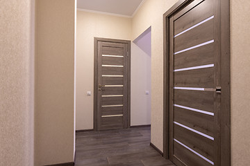 Image showing Corridor in a small apartment, closed doors