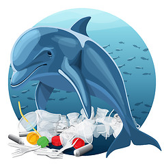 Image showing Environment Pollution Illustration And Dolphin